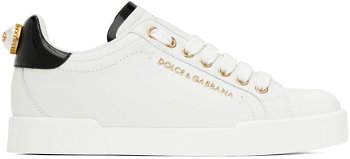 Dolce & Gabbana White & Gold Portofino Sneakers CK1602 AH506