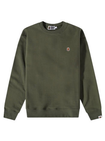 BAPE Head One Point Relaxed Fit Crew Sweat Olive Drab 001SWJ301015M-OD
