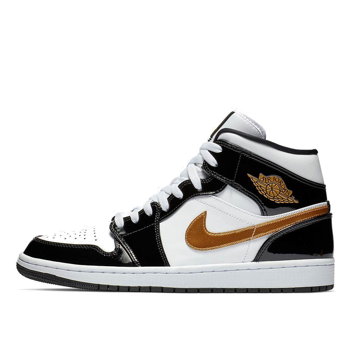 Jordan Air Jordan 1 Mid Patent Black Gold 852542-007 | FLEXDOG