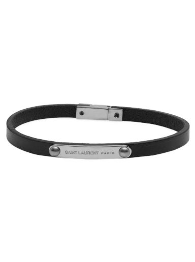 Ysl Logo Tag Leather Bracelet