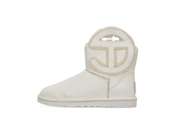 UGG Telfar Logo Mini Crinkle Leather Boots White 1155790 WHT