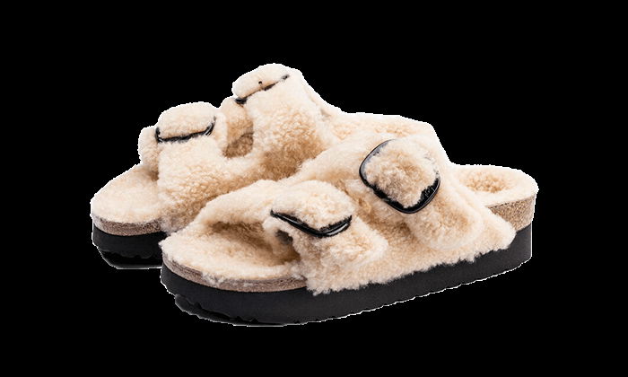 Birkenstock Womens Arizona Big Buckle Shearling Teddy Eggshell 37