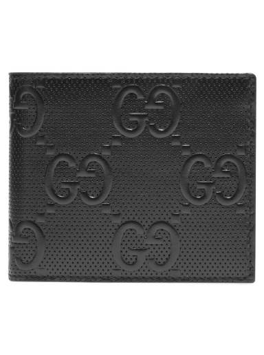 GG embossed card case in black leather