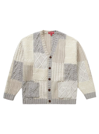 Supreme Patchwork Cable Knit Cardigan FW23SK15 IVORY