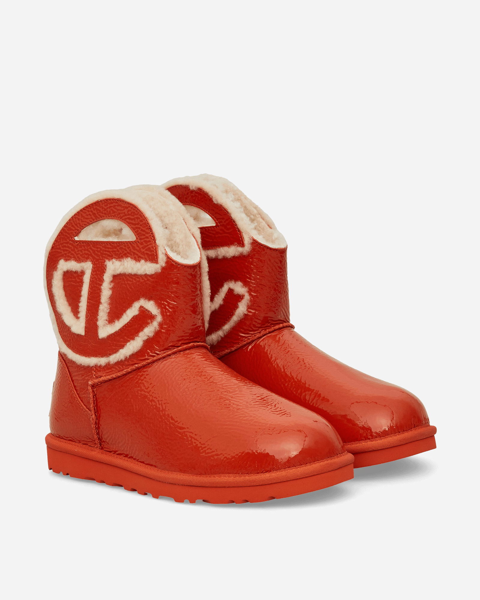 UGG Telfar Logo Mini Crinkle Leather Boots Spicy Pumpkin 1155790