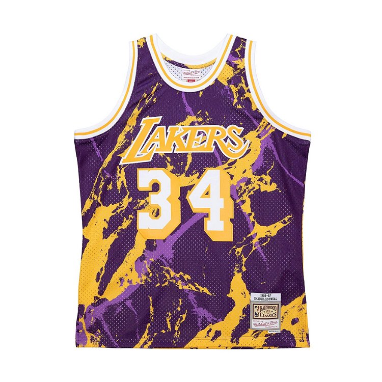 Mitchell & Ness Men's Mitchell & Ness Shaquille O'Neal Gold Los Angeles  Lakers Hardwood Classics Swingman Jersey