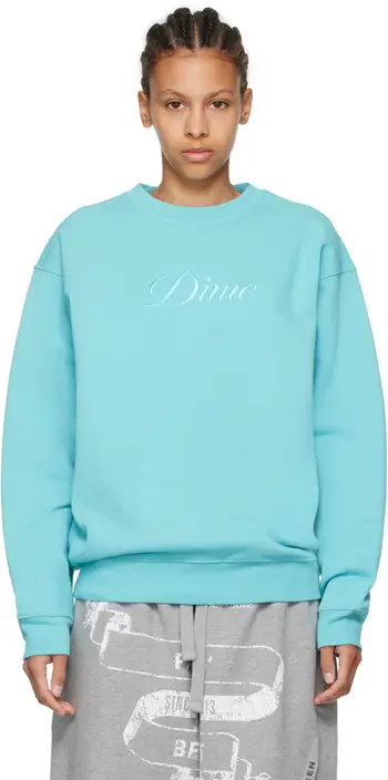 Dime Blue Cursive Sweatshirt DIMESP24D213BLU