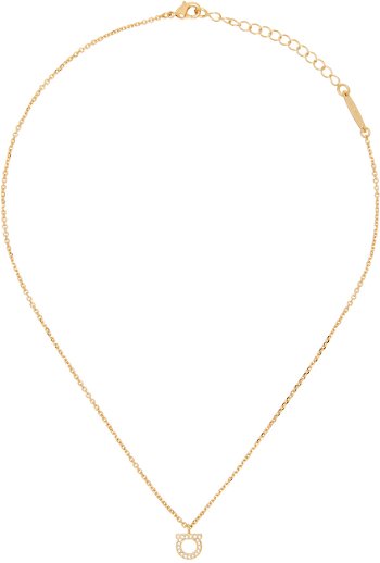FERRAGAMO Small Gancini Crystals Necklace "Gold" 760131 - 696654