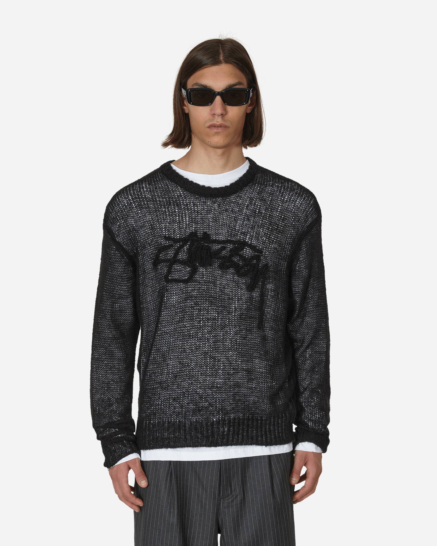 Sweater Stüssy Loose Knit Logo Sweater 117180 BLAC | FLEXDOG