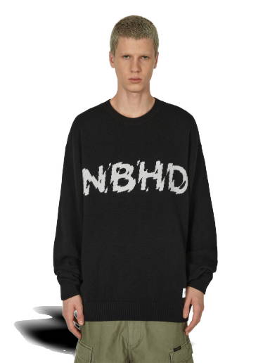 Sweater Neighborhood Pigment Dyed Crewneck 232FPNH-CSM06 BK | FLEXDOG