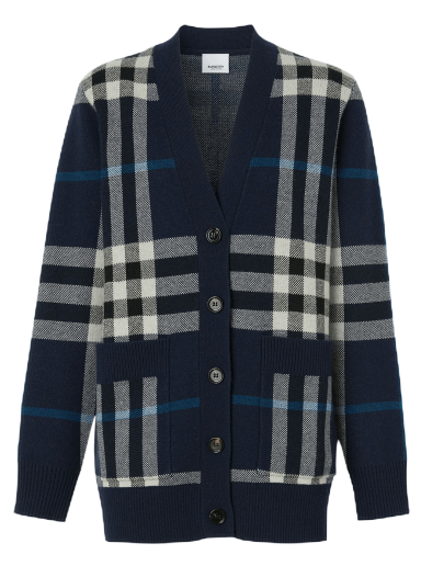 Sweater Burberry Check And Stripe Wool Jacquard Cardigan 8058744