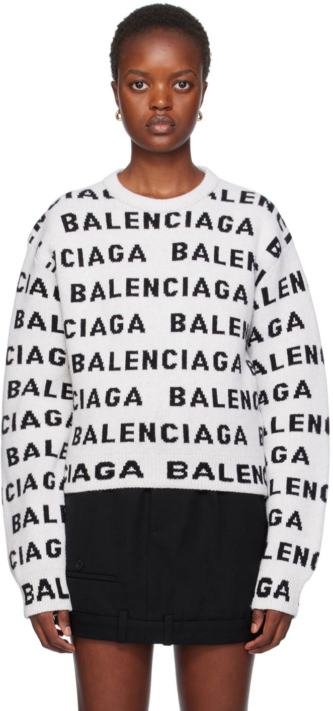 Jacquard logo hotsell crewneck balenciaga