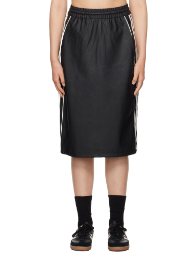 Striped Faux-Leather Midi Skirt