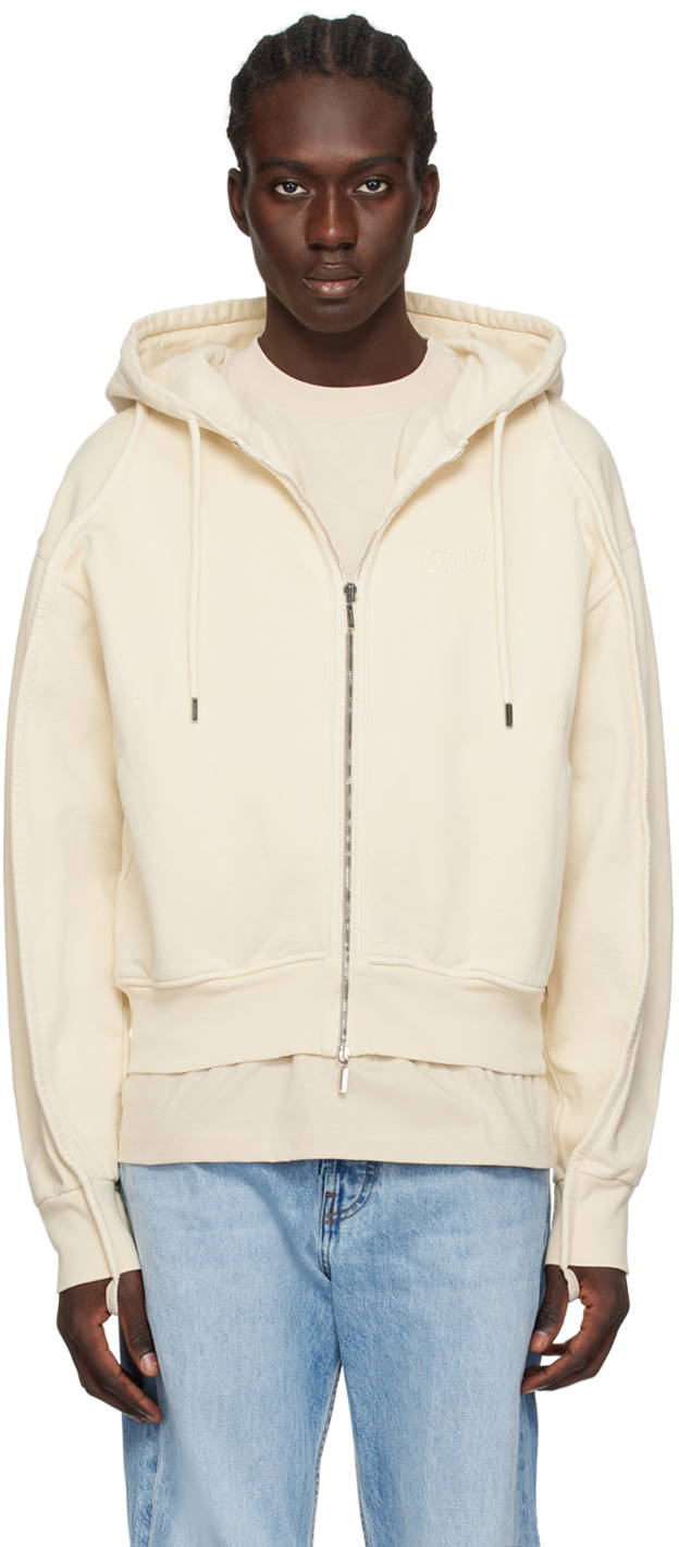 Cream zip up online hoodie