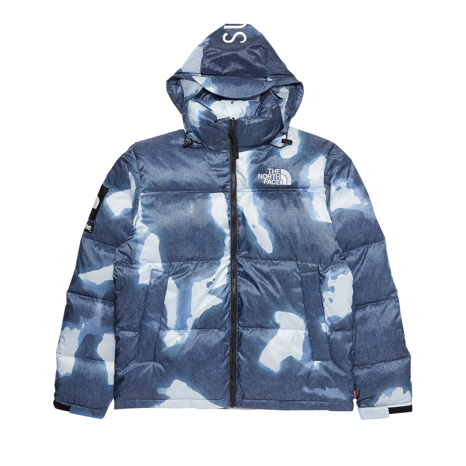 Puffer jacket Supreme The North Face x Bleached Denim Print Nuptse Jacket  FW21J56 INDIGO FLEXDOG
