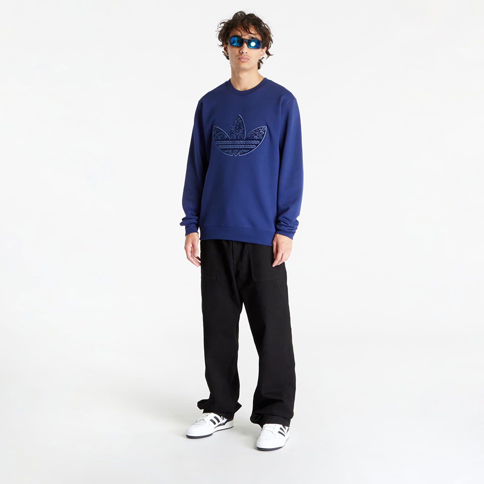 Adidas originals outline central online logo sweatshirt in navy