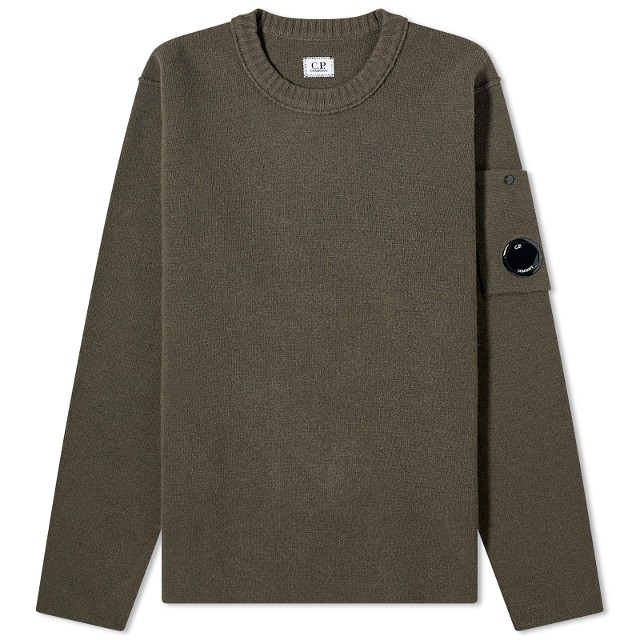 Lens Lambswool Crew Knit "Olive Night"