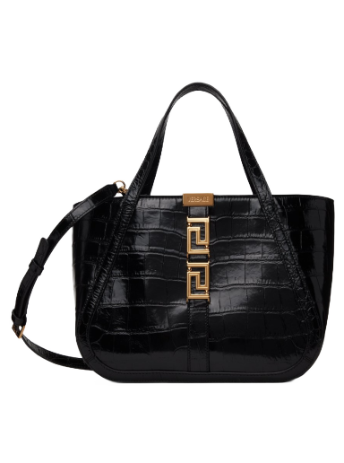 Versace Croc-effect Greca Goddess Tote Bag, Female, Black, One Size