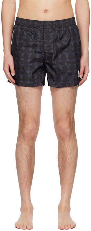Moncler Black Printed Swim Shorts J10912C00016597KQ