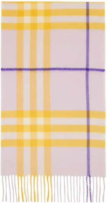 Burberry Check Cashmere Scarf Purple / Yellow 8079556