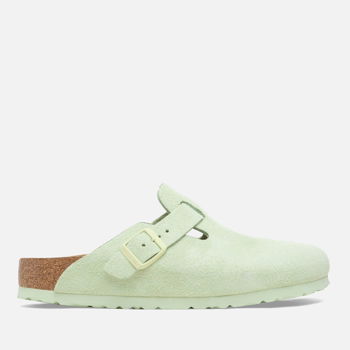 Birkenstock Boston Slim Fit Suede Mules - Faded Lime 1026810