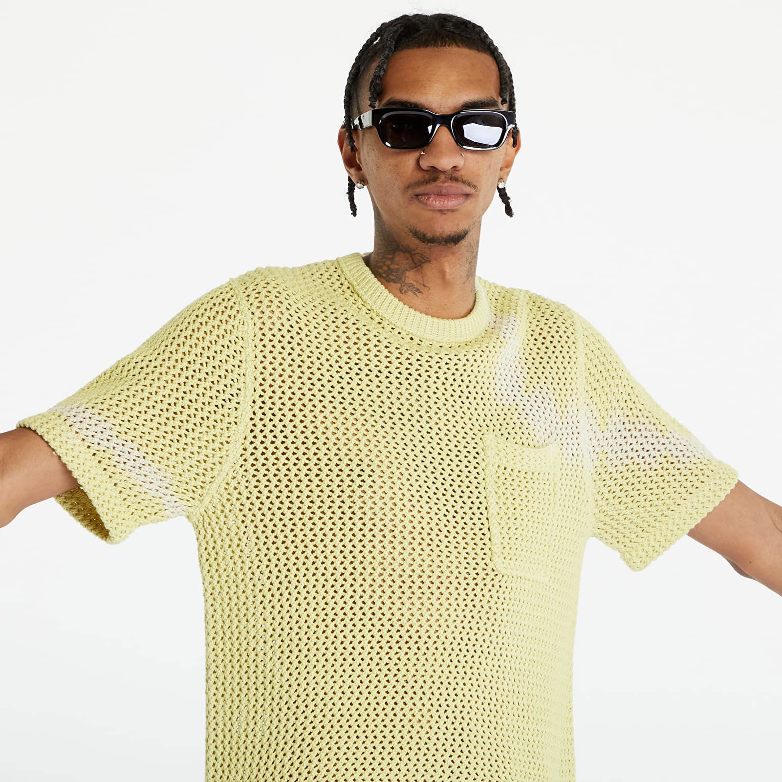 Sweater Stüssy O'Dyed Mesh Crew Tie Dye 1140297 tie dye yellow