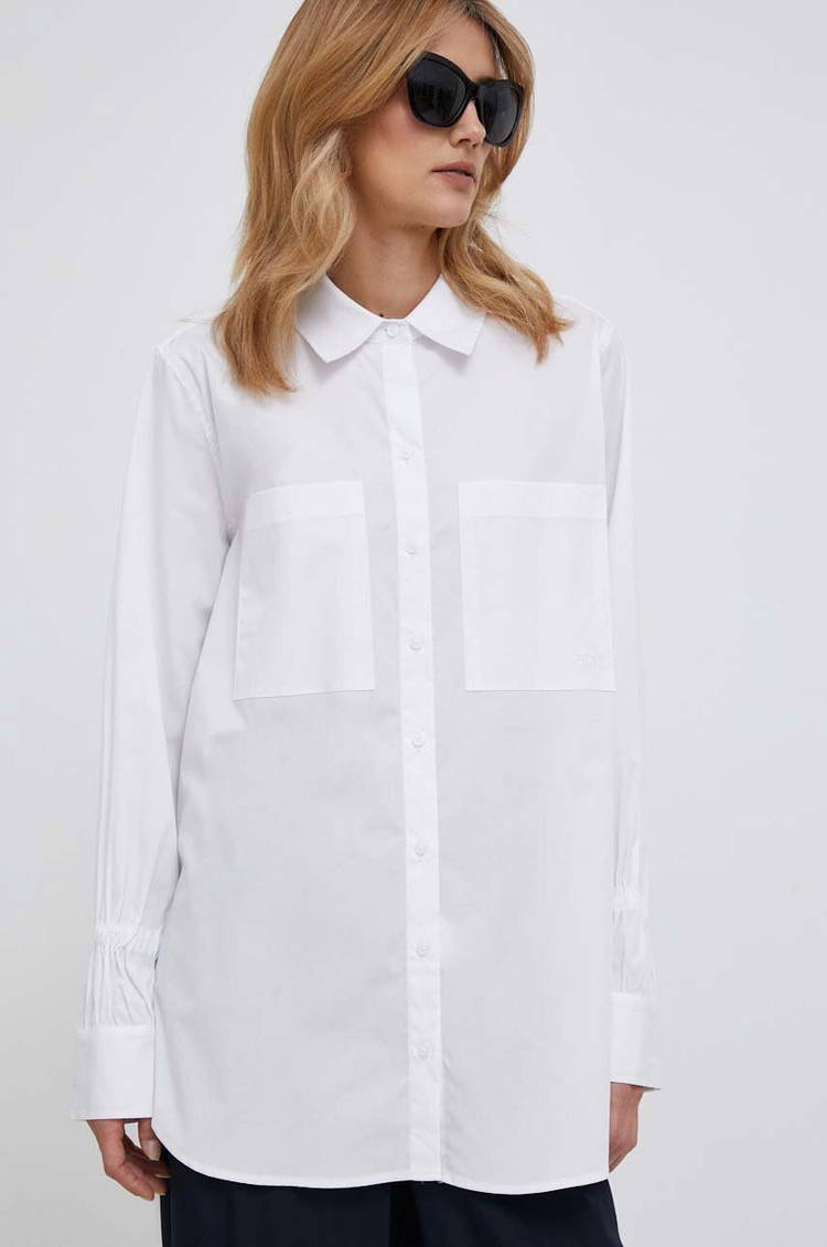 Shirt DKNY Poplin Point Collar Oversized Button Front Top P3DM0S10