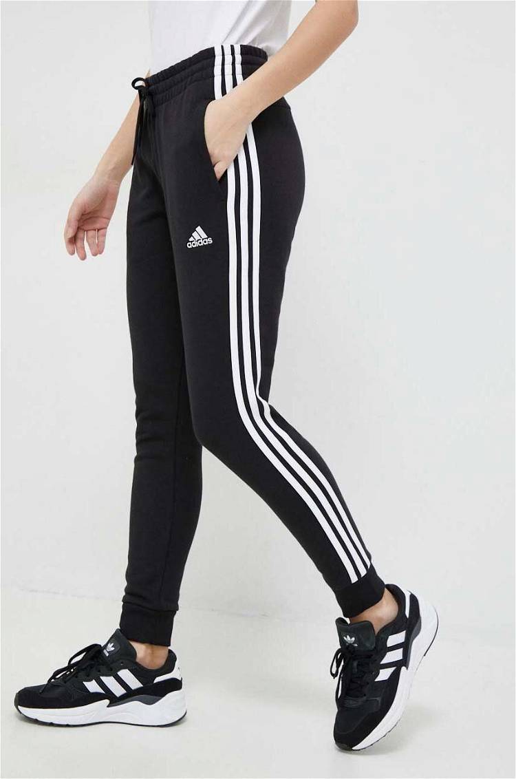 adidas Essentials 3-Stripes French Terry Cuffed Pants - Black