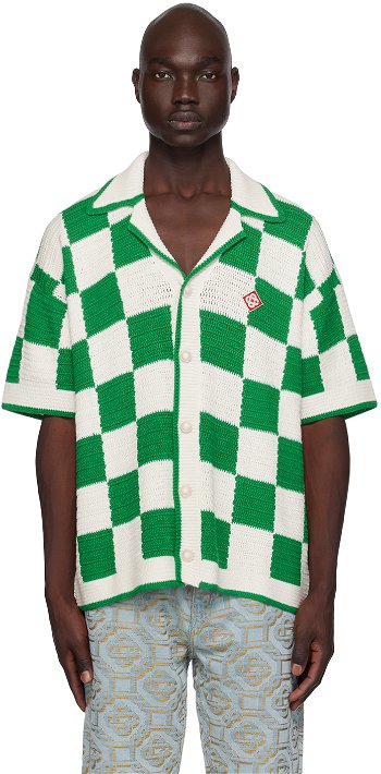 Casablanca Scuba Shirt MF23-KW-485-01 KNIT WHITE/ GREEN