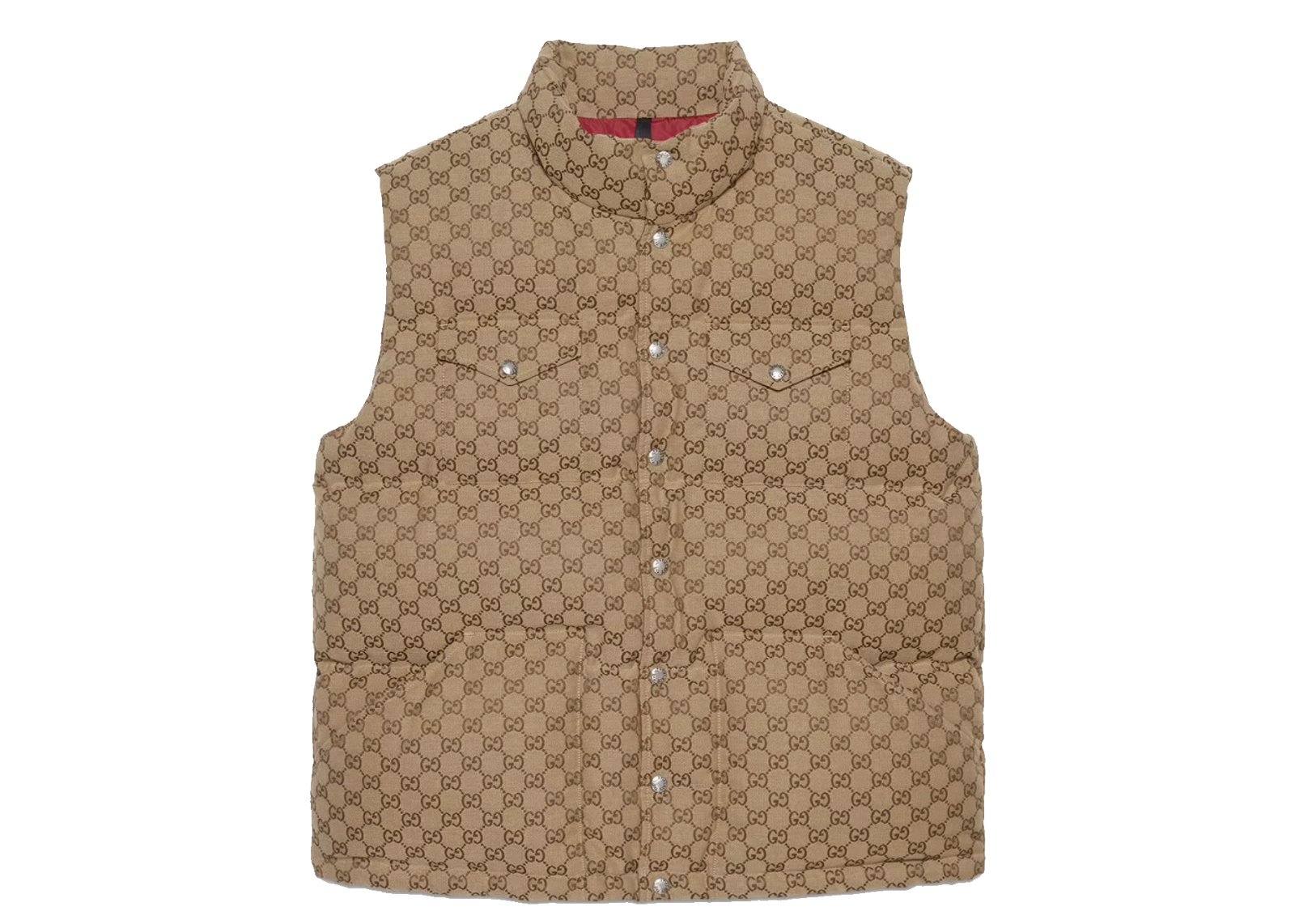 Nylon satin padded vest in green | GUCCI® TR