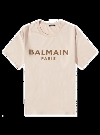 Balmain All Over Flock Logo Monogram Print Black T-shirt - T