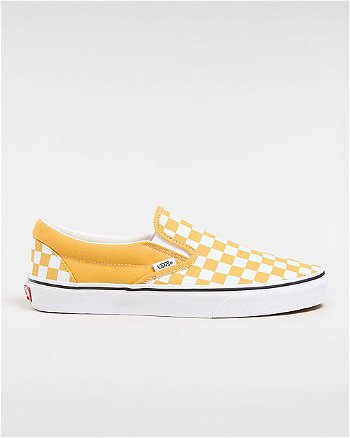 Vans Classic Slip-on Checkerboard Shoes (color Theory Checkerboard Golden Glow) Unisex Yellow, Size 4 VN000BVZLSV