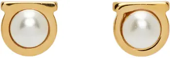 FERRAGAMO Gancini Pearl Earrings "Gold" 760121 - 696454