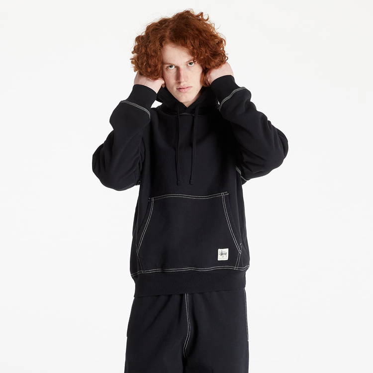 STUSSY CONTRAST STITCH LABEL HOODIE L-