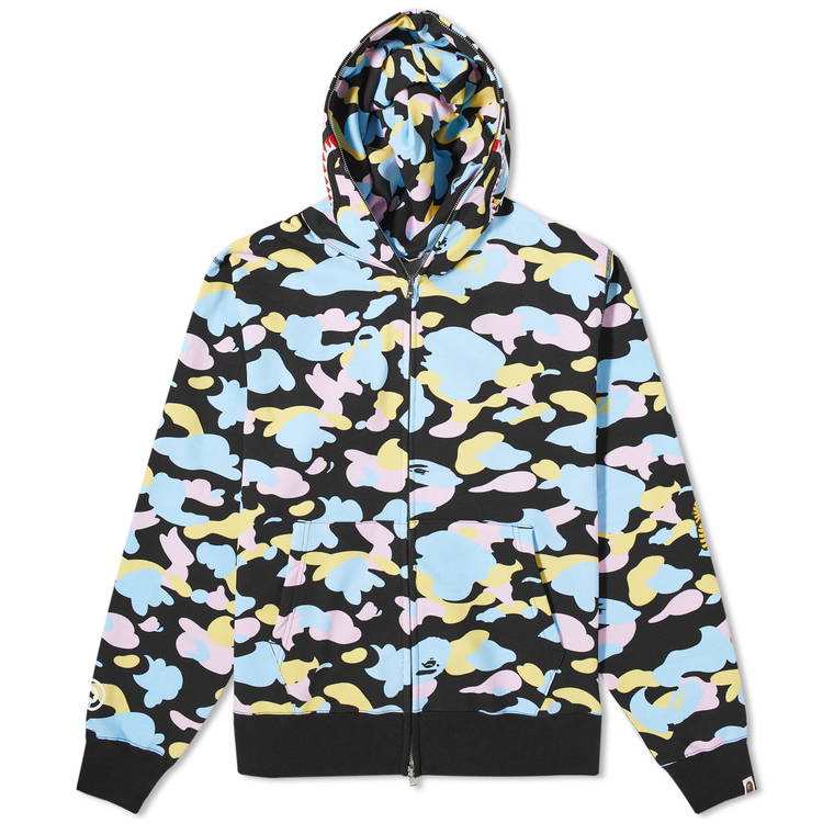 Sweatshirt BAPE Multi Camo 2nd Shark Full Zip Hoodie Black