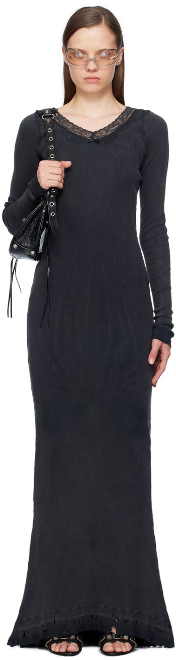 Balenciaga Black Lingerie Maxi Dress 791803 TQVE1