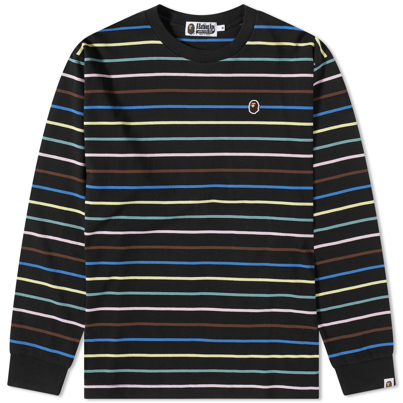 T-shirt BAPE Stripe Long Sleeve T-Shirt Black 001LTJ301001M-BLK