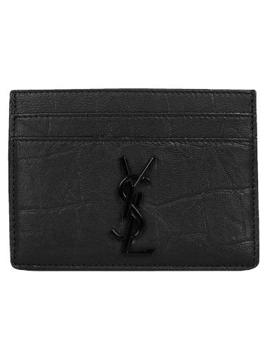 Saint Laurent Grey Grain de Poudre Leather Credit Card Case 375946