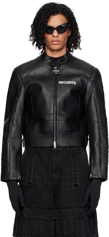 VETEMENTS Securite Motorcross Leather Jacket UE64JA910B