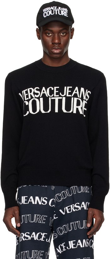 Versace Couture Black & White Intarsia Sweater E76GAFM01_ECM06H
