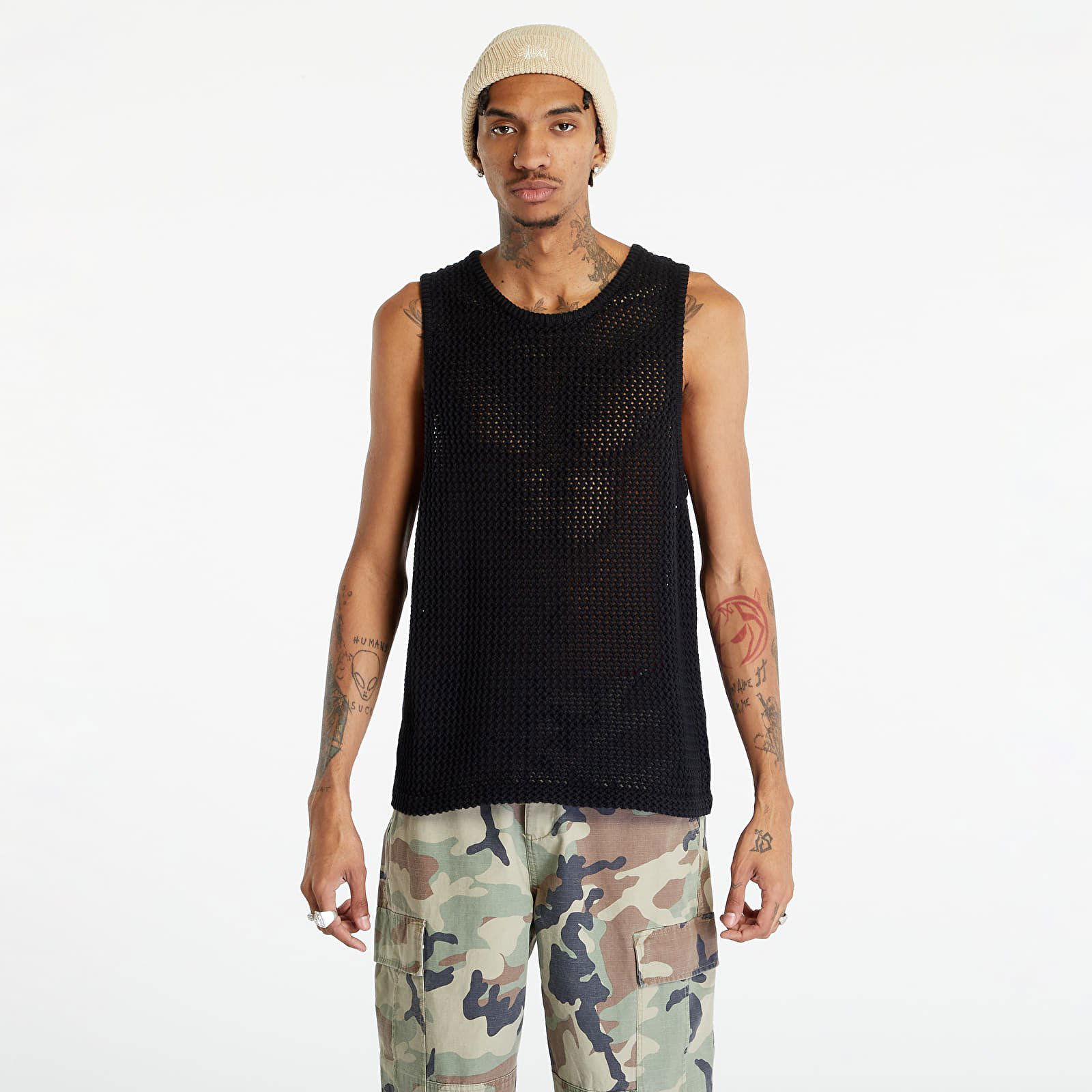 Tank top Stüssy O'Dyed Mesh Tank UNISEX Solid Black 117126 solid