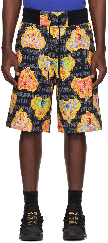 Versace Couture Black & Gold Heart Couture Shorts E76GAD3B0_EFS149