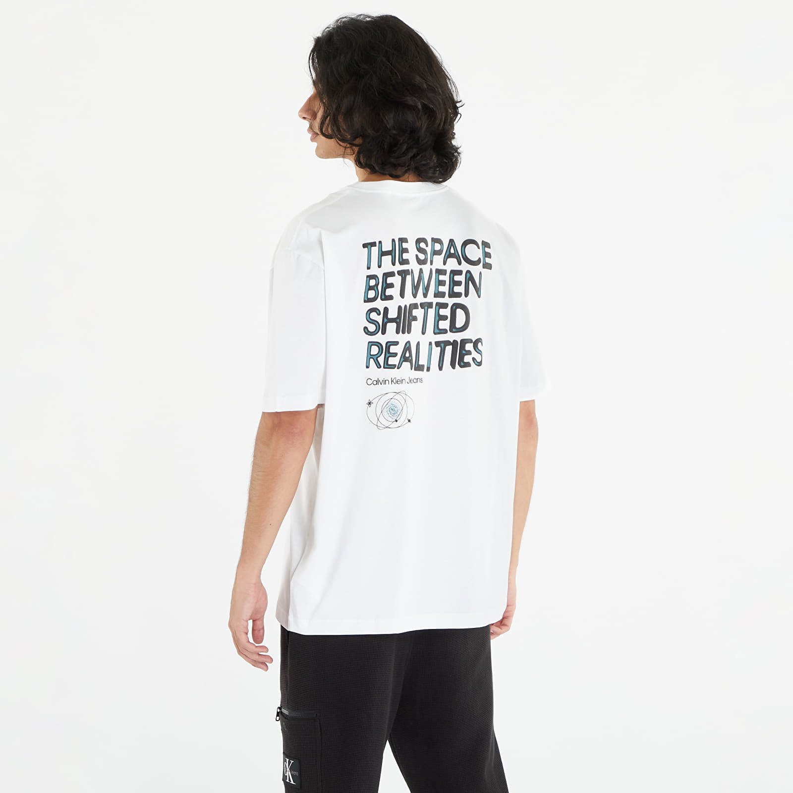 T-shirt CALVIN KLEIN Jeans J30J324012 Future | Tee White YAF Slogan Short Fade FLEXDOG Sleeve