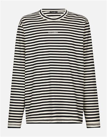 Dolce & Gabbana Long-sleeved Striped T-shirt With Logo G8RK8TG7K3PS9000