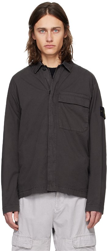 Stone Island Gray Regular Fit Overshirt Jacket 801510710