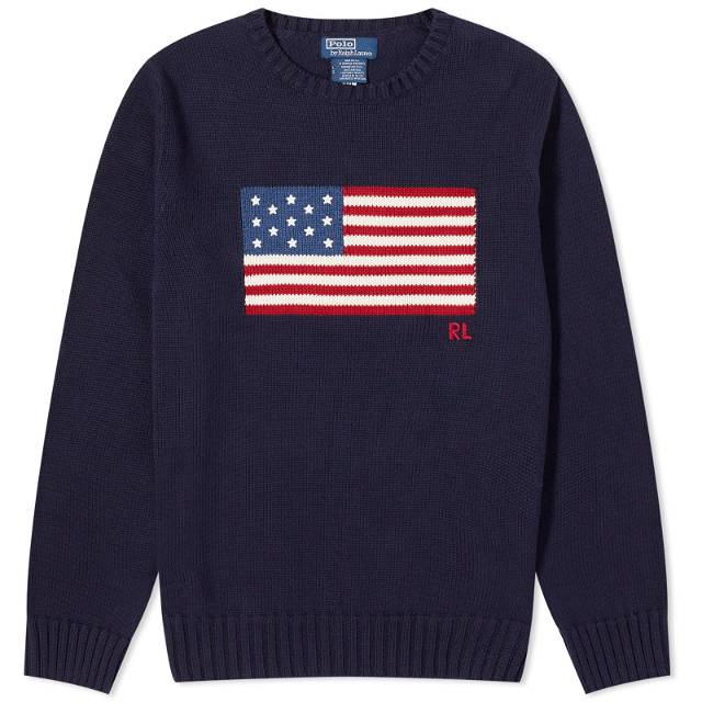 Vintage Women's Ralph Lauren Polo Jeans USA Flag Sweater - L (S)