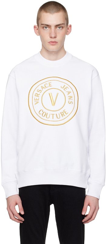 Versace Jeans Couture White V-Emblem Sweatshirt E76GAIT04_ECF01T