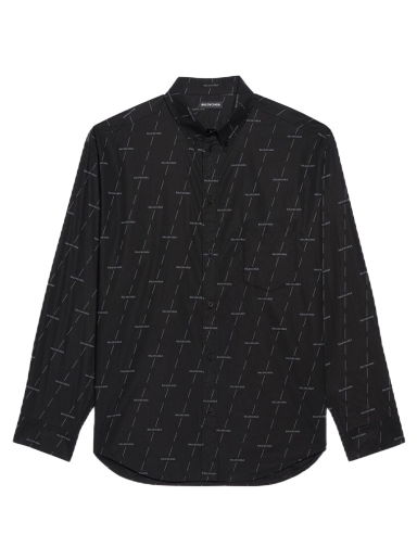 Shirt Balenciaga Oversized Stripe Logo Long Sleeve Shirt 658956 