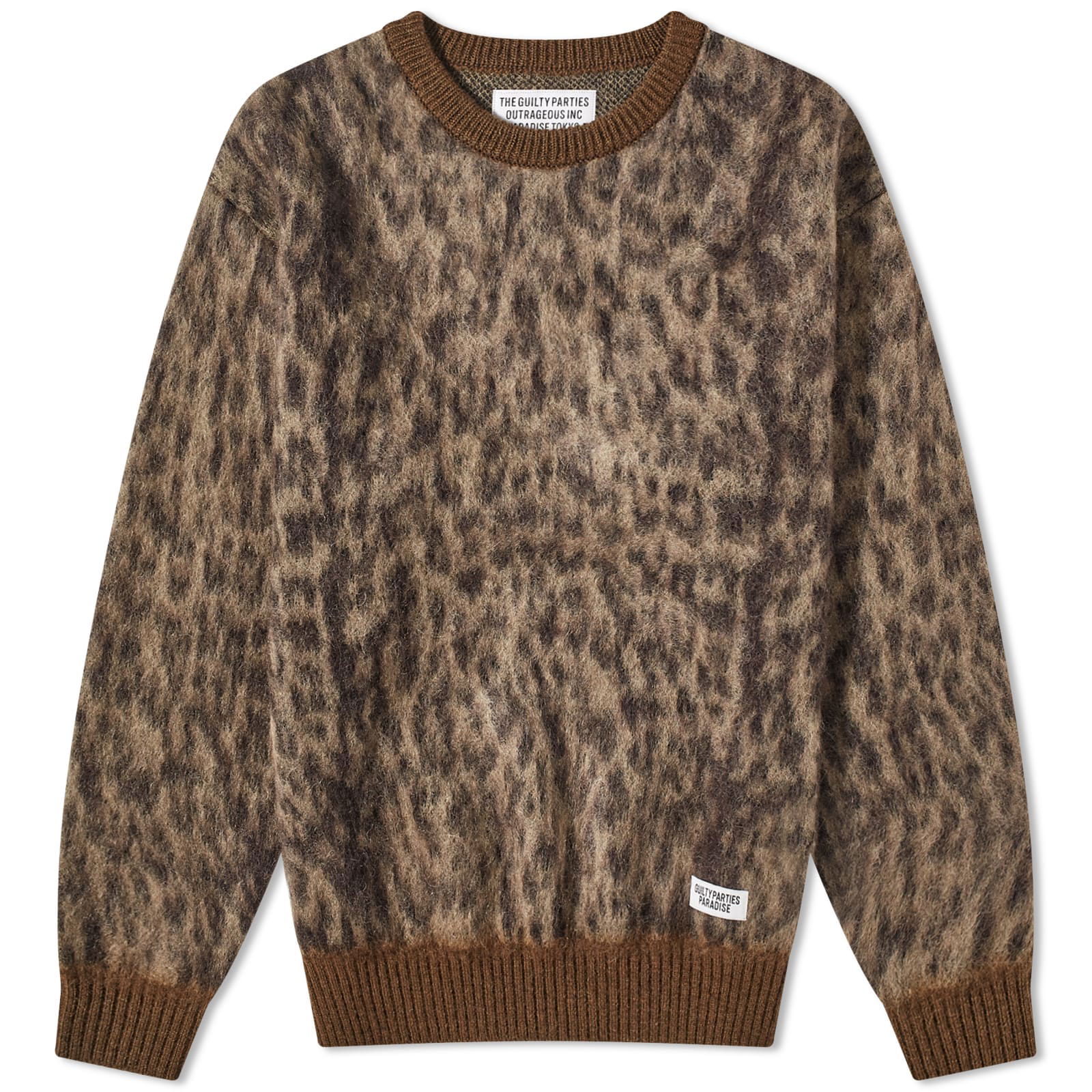 Sweater WACKO MARIA Leopard Mohair Crewneck 23SS-WMK-KN07-BG | FLEXDOG