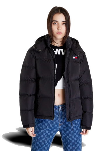 Coats Tommy Jeans Basic Hooded Coat Black | Queens